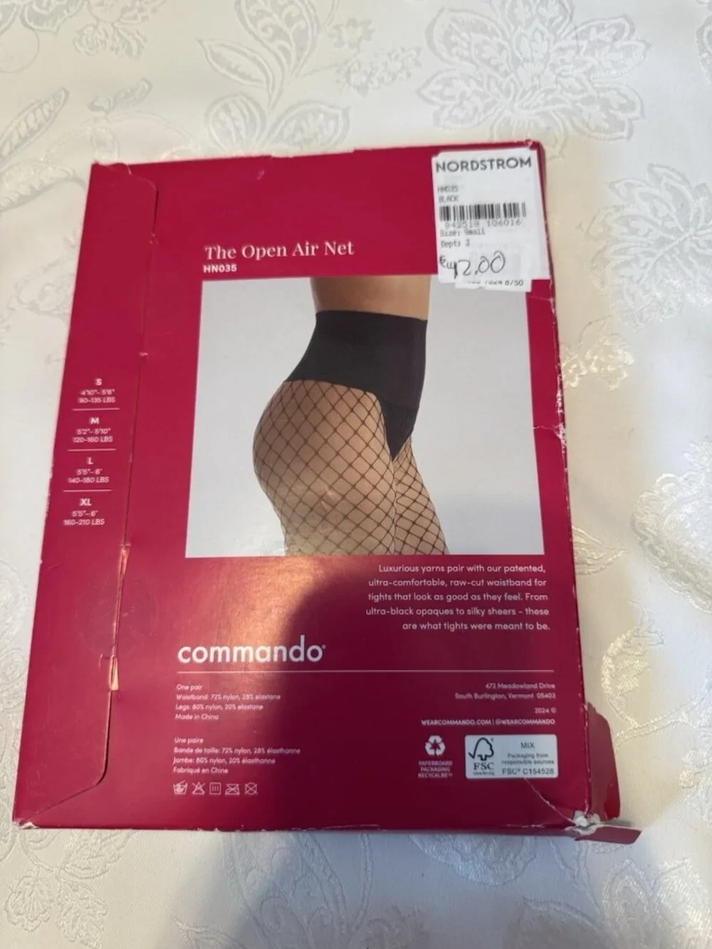 Commando Open Air Net Tights  HN035  Black Size S Fits 90-135 lbs) NEW $42